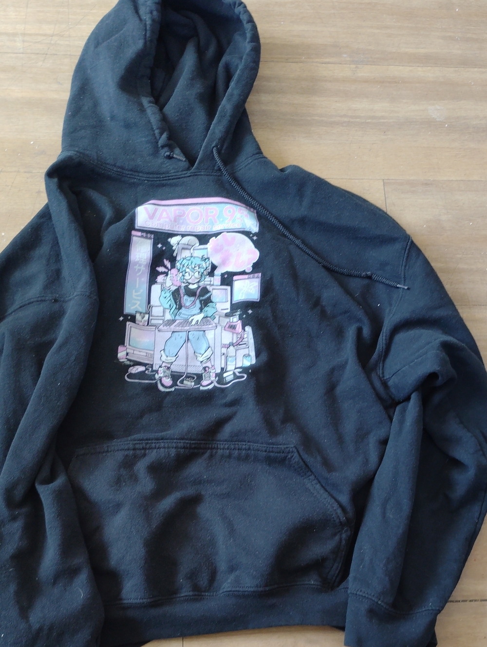 Black Vapor95 Hot Topic Graphic Hoodie  Size Xl Pink Emo Goth